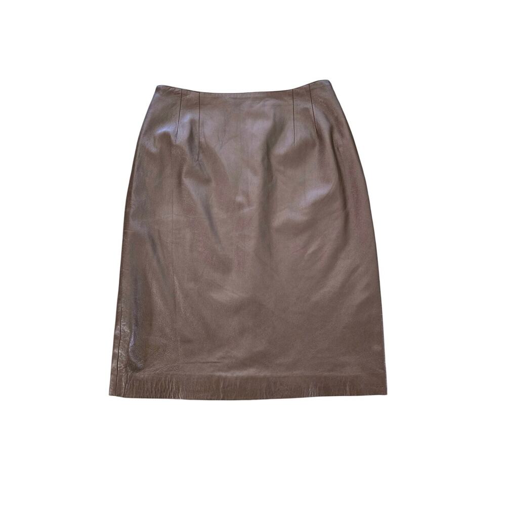 Timeless Vintage Doncaster Leather Pencil Skirt Size 10 Bronze Copper Lined
